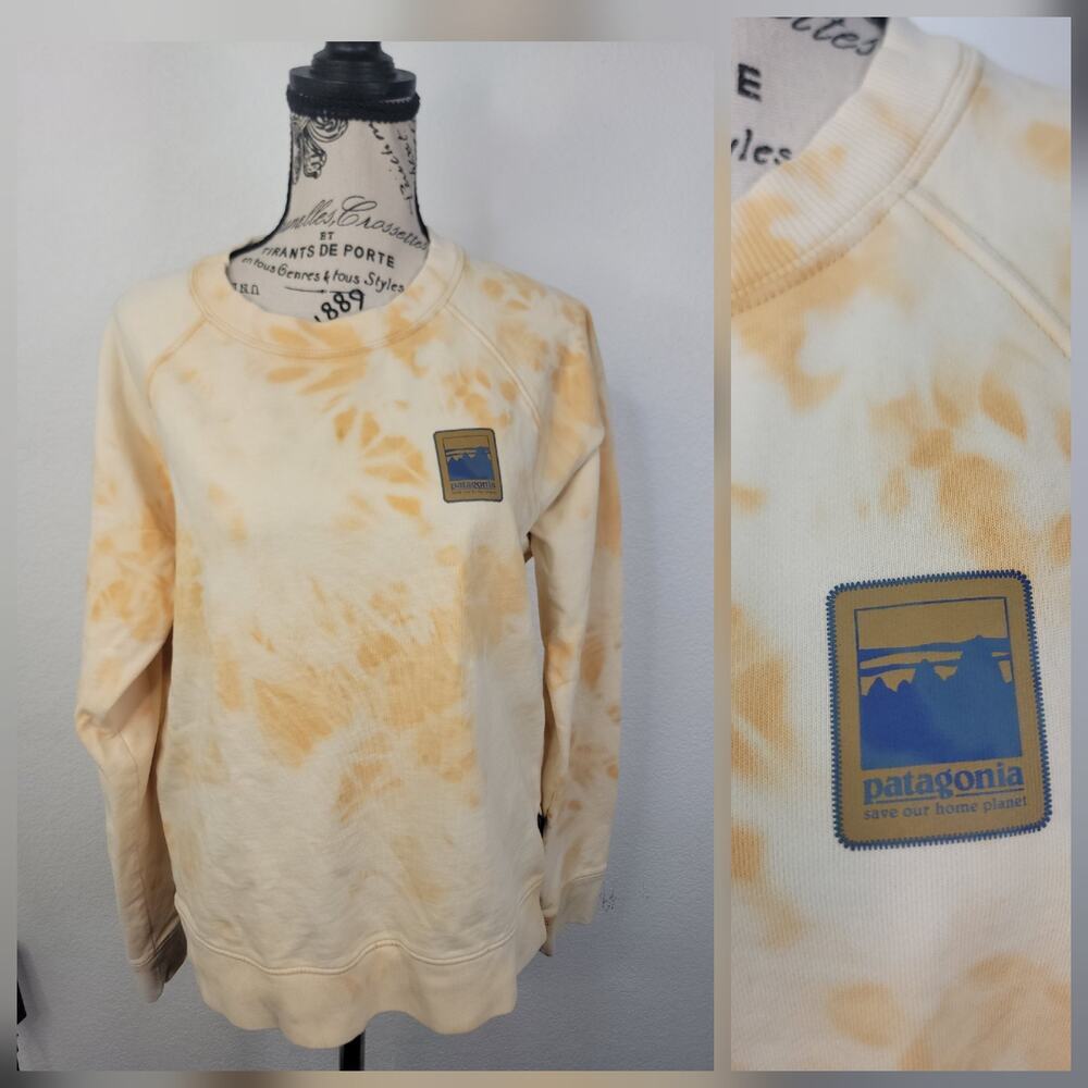 PATAGONIA Sweatshirt Womens SZ M Alpine Icon Regenerative Organic Cotton Yellow